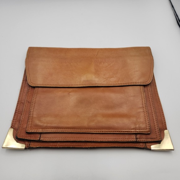 Tammy Brooke Handbags - Vintage Tammy Brooke Genuine Leather Clutch Folio‎ Brown 12x9.5 Made in Korea